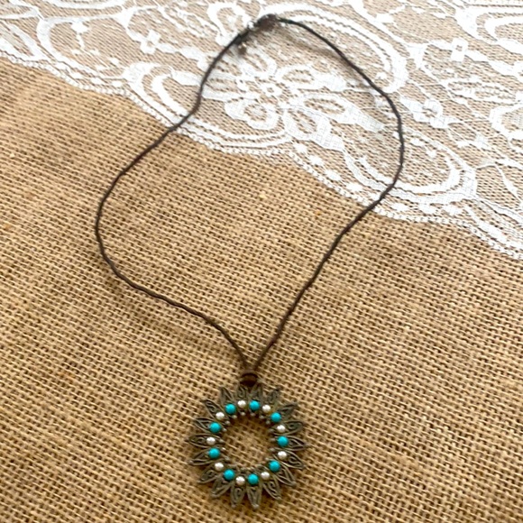 turquoise boho necklace - Picture 3 of 5